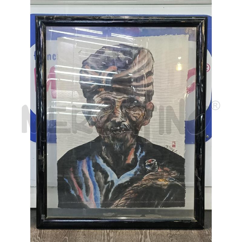 DIPINTO VECCHIO ARTISTA NCG TRUNG C/IDEOGRAMMA ROSSO | Mercatino dell'Usato Moncalieri bengasi 1