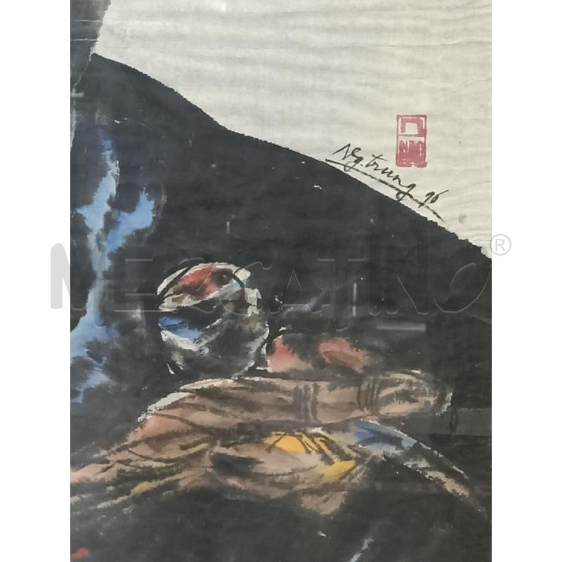 DIPINTO VECCHIO ARTISTA NCG TRUNG C/IDEOGRAMMA ROSSO | Mercatino dell'Usato Moncalieri bengasi 3