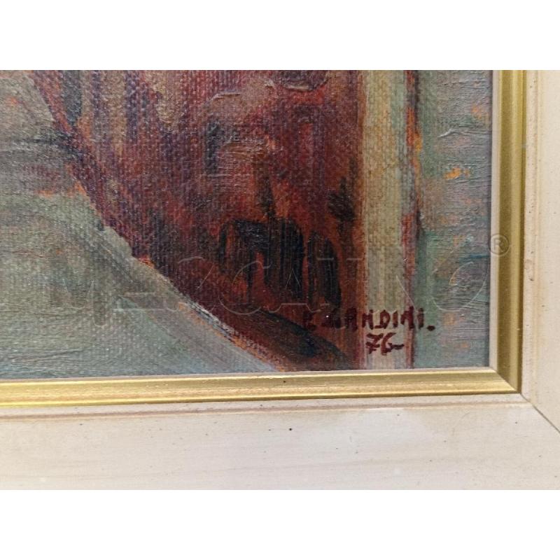DIPINTO VECCHIO OLIO S/TAVOLA LEGNO ARTISTA GANDINI E.  | Mercatino dell'Usato Moncalieri bengasi 3