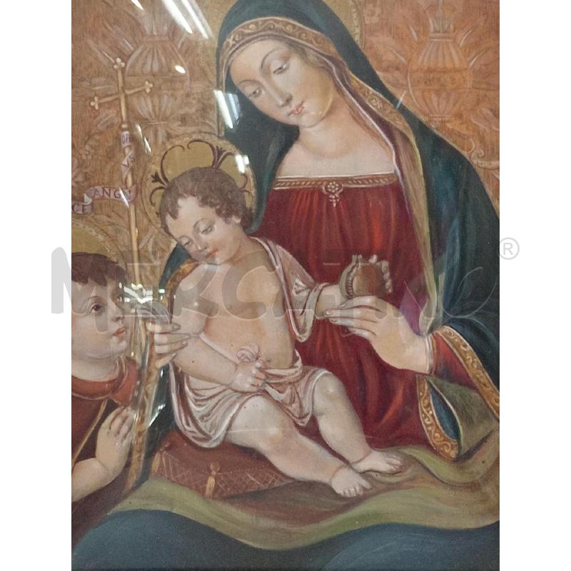 DIPINTO VECCHIO SCENA SACRA MADONNA C/BIMBO E PERSONAGGIO SULLA SX  | Mercatino dell'Usato Moncalieri bengasi 2