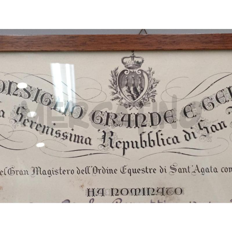DIPLOMA ONOREFICIENZA CAVALIERI SAN MARINO CON SIGILLO  | Mercatino dell'Usato Moncalieri bengasi 2