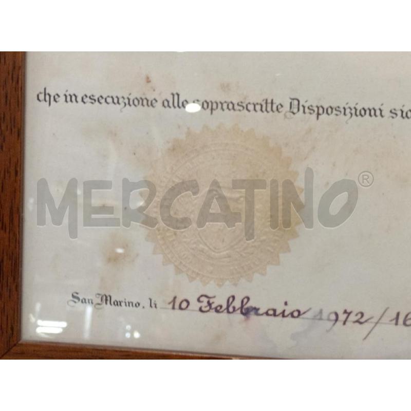 DIPLOMA ONOREFICIENZA CAVALIERI SAN MARINO CON SIGILLO  | Mercatino dell'Usato Moncalieri bengasi 4