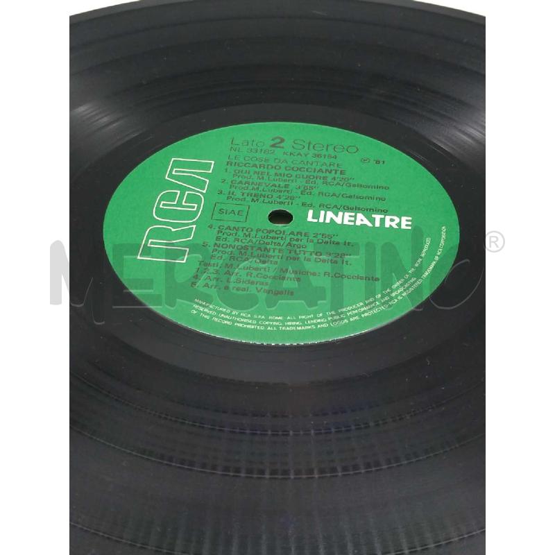 DISCO 33 GIRI LE COSE DA CANTARE RICCARDO COCCIANTE VG | Mercatino dell'Usato Moncalieri bengasi 3