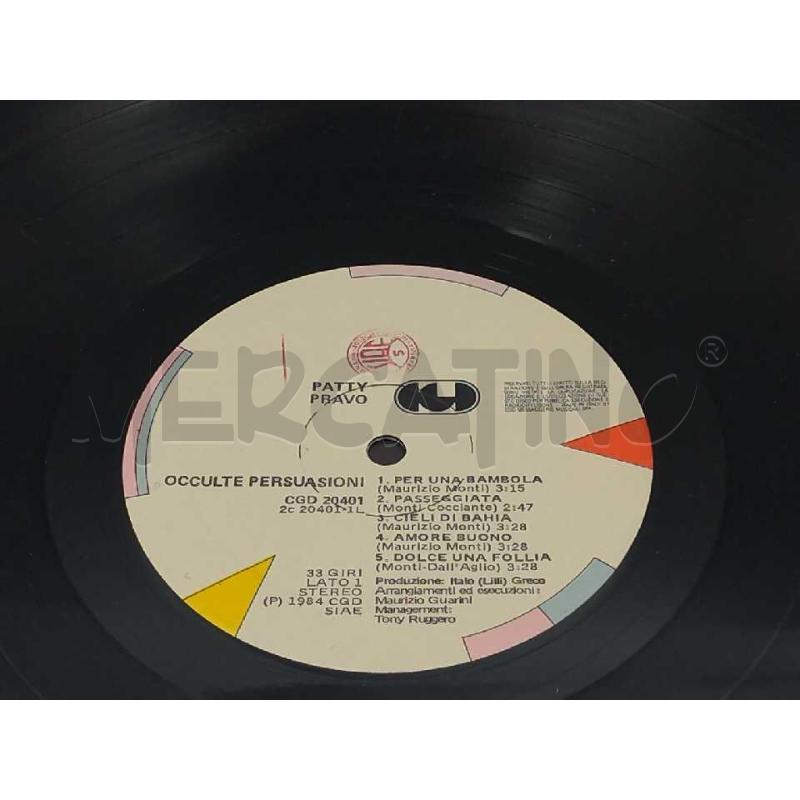 DISCO 33 GIRI PATTY PRAVO OCCULTE PERSUASIONI VG+ | Mercatino dell'Usato Moncalieri bengasi 5