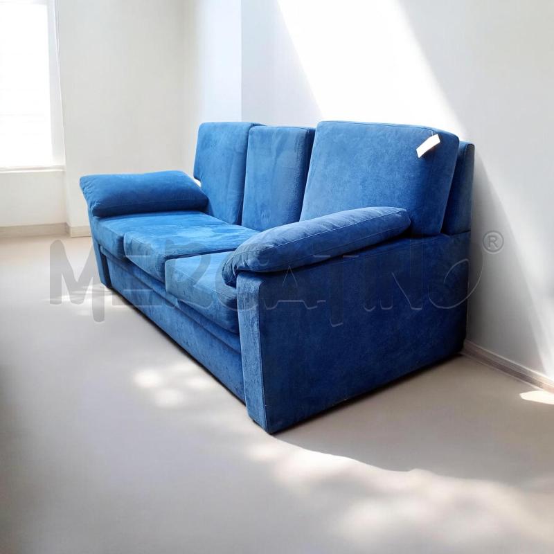 DIVANO LETTO MATRI. TESSUTO BLU SPIRALFLEX  | Mercatino dell'Usato Moncalieri bengasi 2