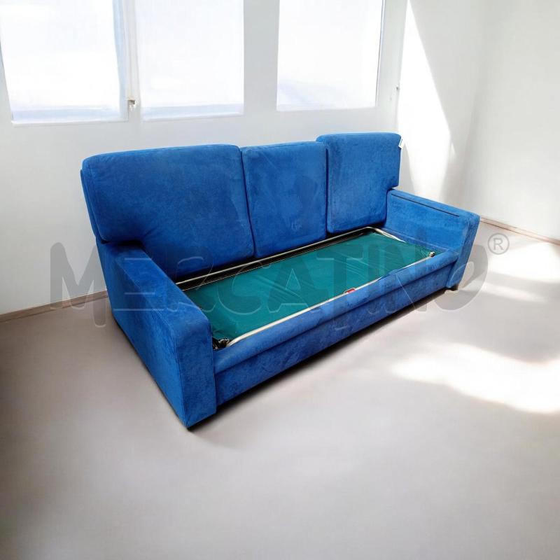 DIVANO LETTO MATRI. TESSUTO BLU SPIRALFLEX  | Mercatino dell'Usato Moncalieri bengasi 3