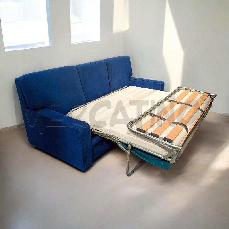 DIVANO LETTO MATRI. TESSUTO BLU SPIRALFLEX  | Mercatino dell'Usato Moncalieri bengasi 4