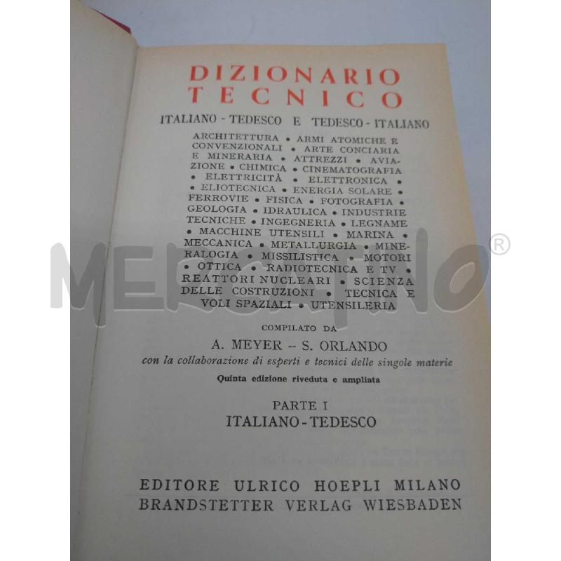 DIZIONARIO TECNICO HOEPLI ITALIANO TEDESCO 1977 2 VOL. | Mercatino dell'Usato Moncalieri bengasi 2