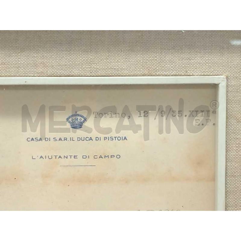 DOCUMENTAZIONE INCORNICIATA AIUTANTE DI CAMPO DEL DUCA DI PISTOIA 1935 | Mercatino dell'Usato Moncalieri bengasi 3