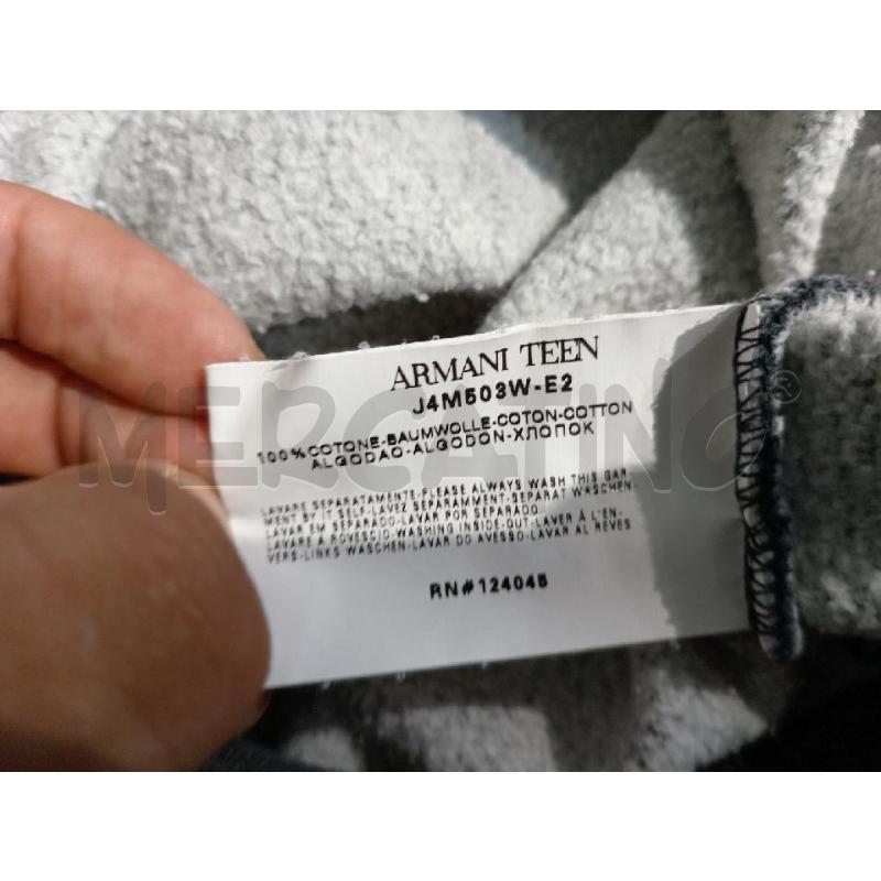 FELPA BAMBINO ARMANI TEEN GRIGIA CON CAPPUCCIO | Mercatino dell'Usato Moncalieri bengasi 5