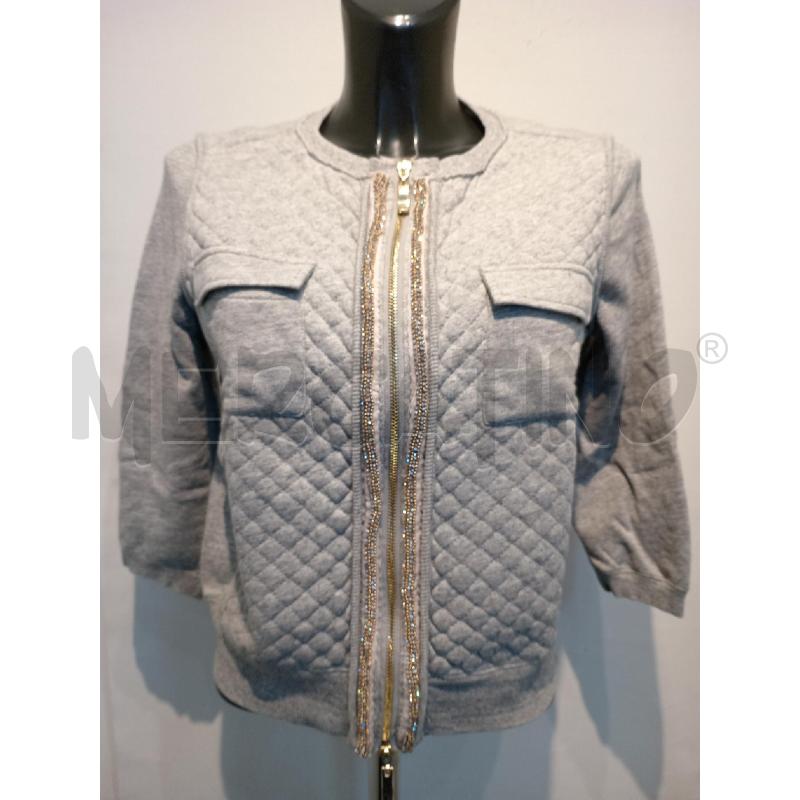 FELPA DONNA PINKO GRIGIA CON ZIP ROSA BRILLANTINI  | Mercatino dell'Usato Moncalieri bengasi 1