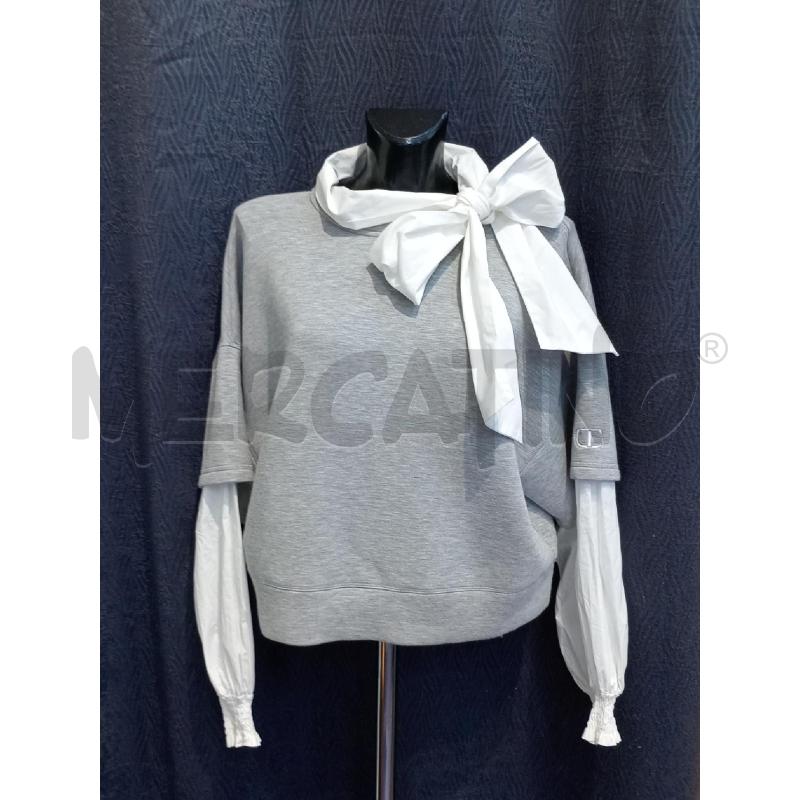 FELPA DONNA TWIN SET GRIGIA INSERTI BIANCHI | Mercatino dell'Usato Moncalieri bengasi 1