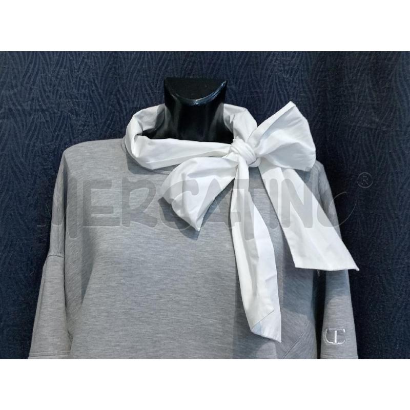 FELPA DONNA TWIN SET GRIGIA INSERTI BIANCHI | Mercatino dell'Usato Moncalieri bengasi 3