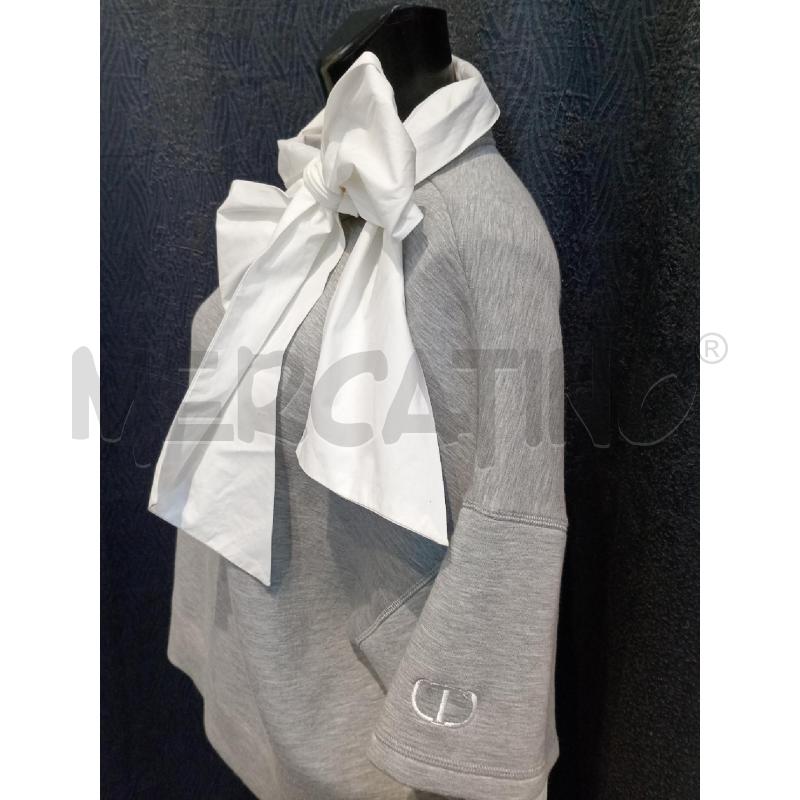 FELPA DONNA TWIN SET GRIGIA INSERTI BIANCHI | Mercatino dell'Usato Moncalieri bengasi 4