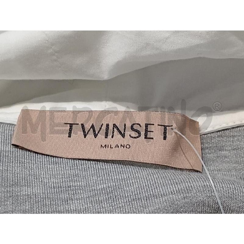 FELPA DONNA TWIN SET GRIGIA INSERTI BIANCHI | Mercatino dell'Usato Moncalieri bengasi 5