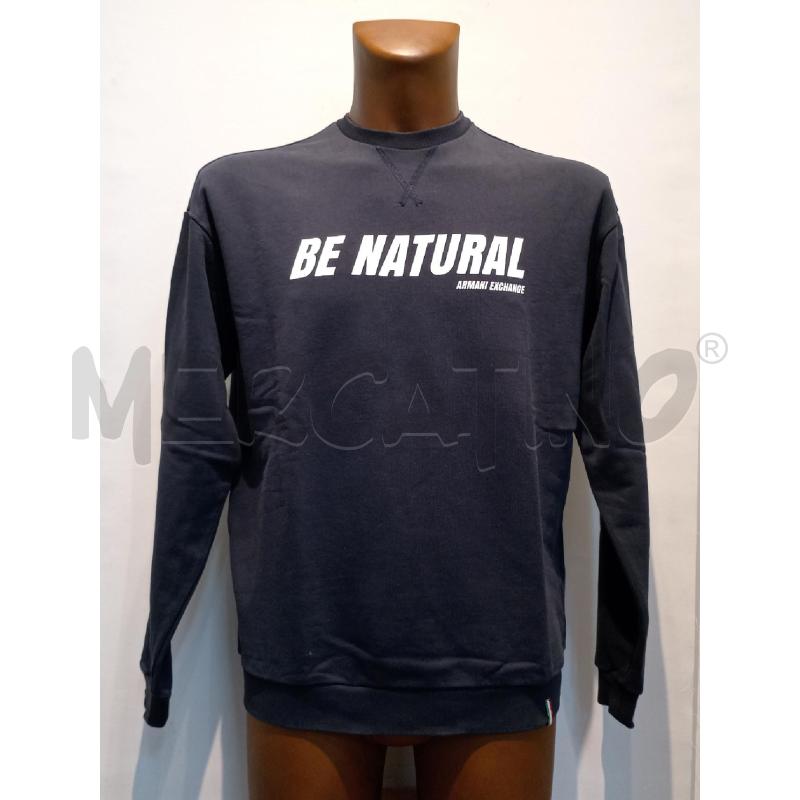 FELPA UOMO ARMANI EXCHANGE BLU SCRITTA BIANCA NATURAL  | Mercatino dell'Usato Moncalieri bengasi 1