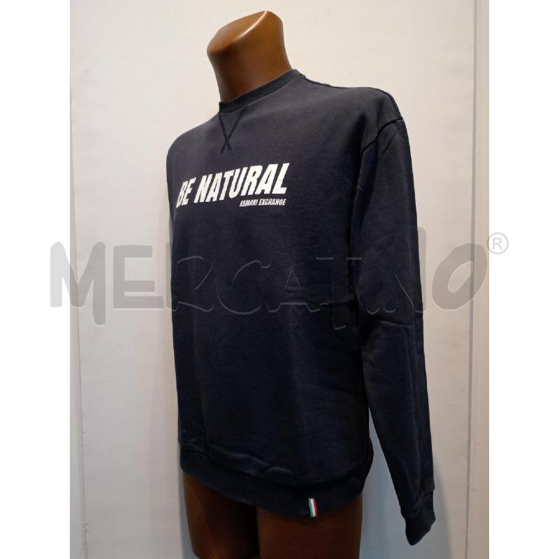 FELPA UOMO ARMANI EXCHANGE BLU SCRITTA BIANCA NATURAL  | Mercatino dell'Usato Moncalieri bengasi 3