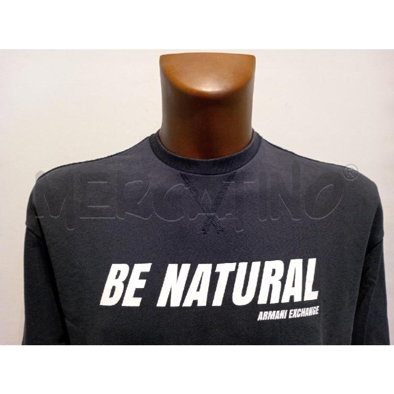 FELPA UOMO ARMANI EXCHANGE BLU SCRITTA BIANCA NATURAL  | Mercatino dell'Usato Moncalieri bengasi 4