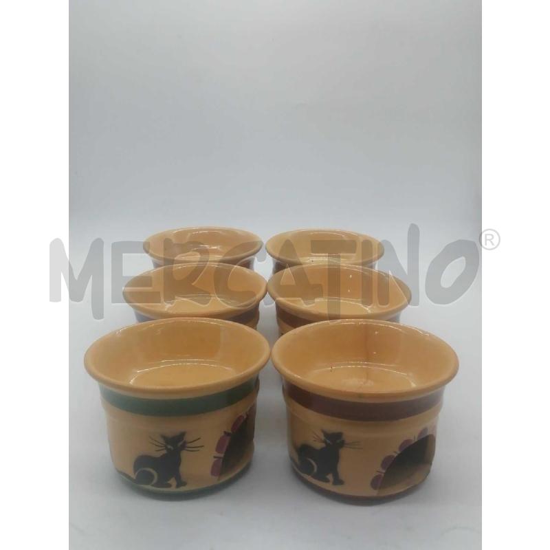 FORNELLETTI 6 PZ TERRACOTTA SMALTATA C/DECORO GATTINI  | Mercatino dell'Usato Moncalieri bengasi 1