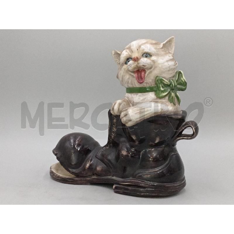 GATTO  CERAMICA IN STIVALE ITALY CM 26 | Mercatino dell'Usato Moncalieri bengasi 1