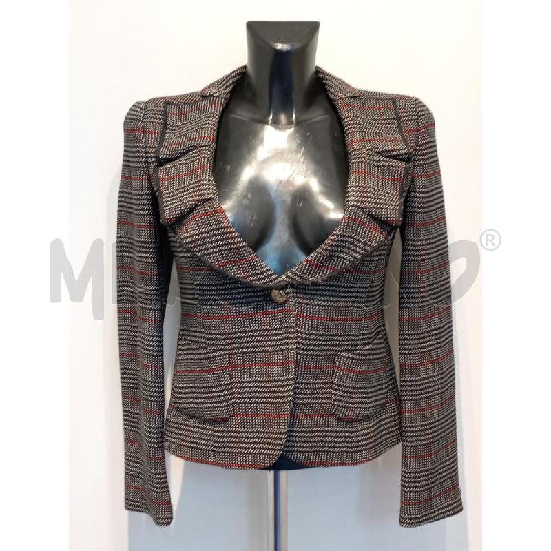 GIACCA DONNA EMPORIO ARMANI NERA QUADRI BIANCO ROSSO | Mercatino dell'Usato Moncalieri bengasi 1
