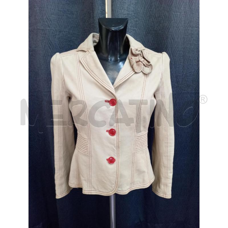 GIACCA DONNA MOSCHINO BEIGE IN PELLE CUCITURE ROSSE | Mercatino dell'Usato Moncalieri bengasi 1