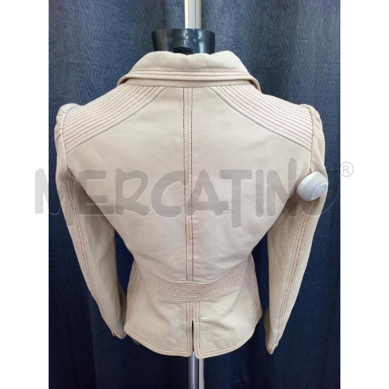 GIACCA DONNA MOSCHINO BEIGE IN PELLE CUCITURE ROSSE | Mercatino dell'Usato Moncalieri bengasi 3