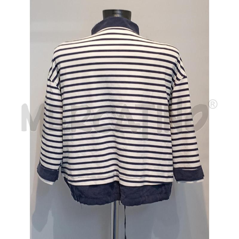 GIACCA DONNA ZARA BASIC BIANCA RIGHE BLU | Mercatino dell'Usato Moncalieri bengasi 2