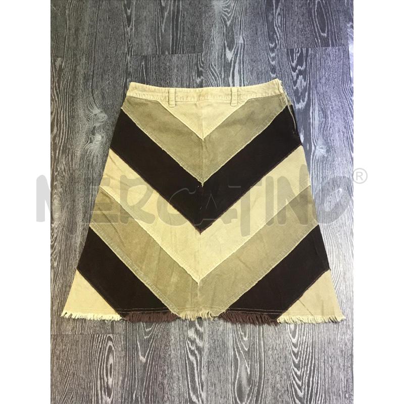 GONNA WOOLRCIH BEIGE MARRONE A RIGHE VELLUTO COSTE  | Mercatino dell'Usato Moncalieri bengasi 1