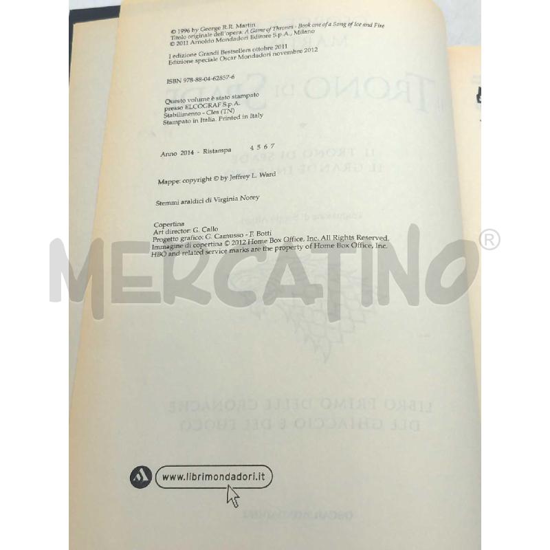 IL TRONO DI SPADE LIBRO PRIMO DELLE CRONACHE DEL GHIACCIO E DEL FUOCO OSCAR MONDADORI 2014 | Mercatino dell'Usato Moncalieri bengasi 3