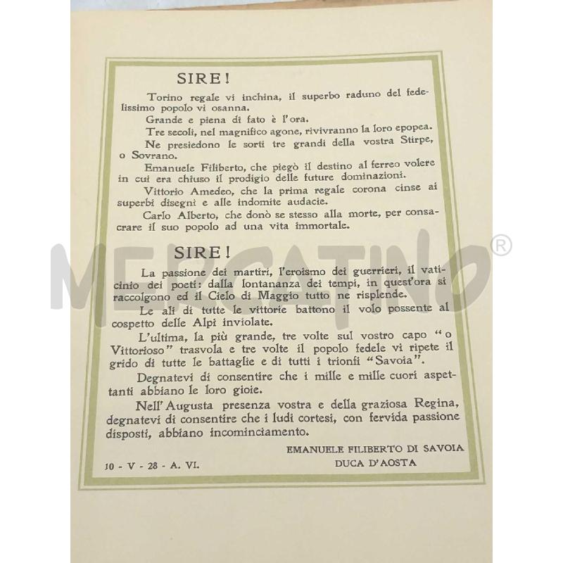IV CENTENARIO DI EMANUELE FILIBERTO E ANNIVERSARIO DELLA VITTORIA TORINO 1928 CAROSELLO STORICO | Mercatino dell'Usato Moncalieri bengasi 3