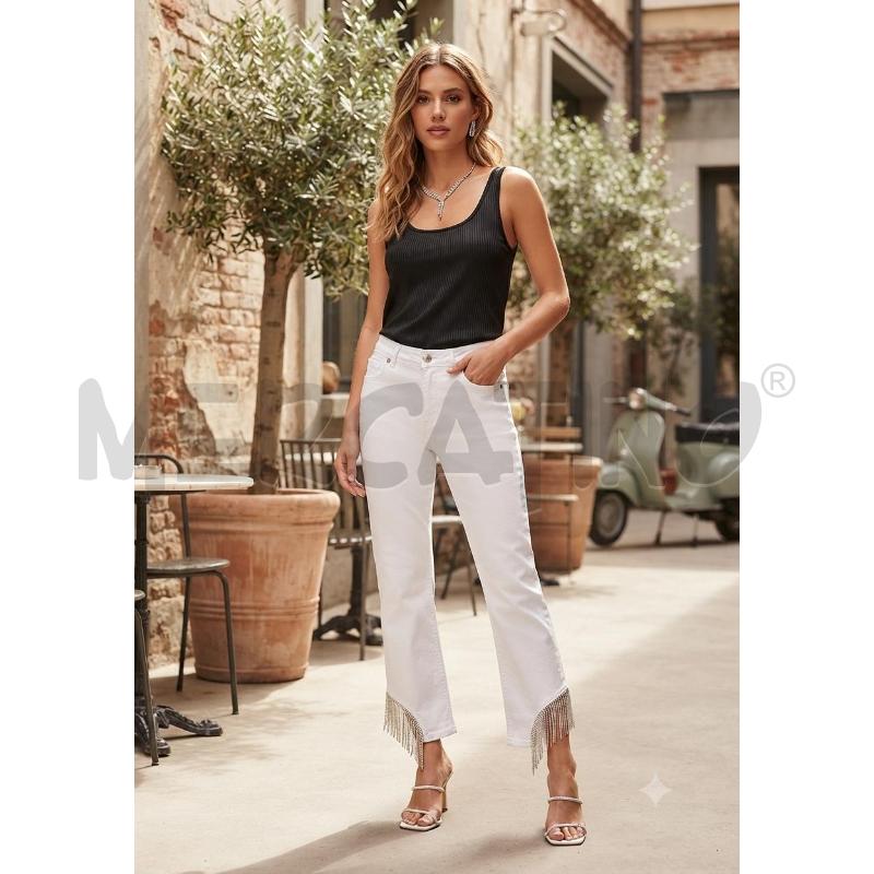 JEANS DONNA FORTE DEI MARMI COUTURE BIANCHI CON FRANGIA STRASS FONDO GAMBA | Mercatino dell'Usato Moncalieri bengasi 1