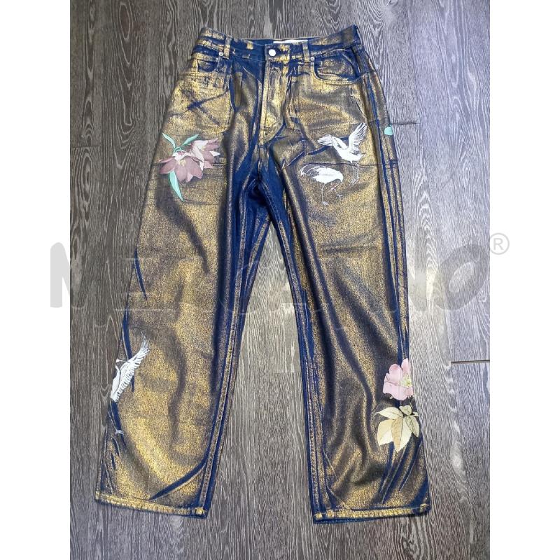 JEANS DONNA GOLDEN GOOSE BLU DORATO STAMPA FIORI | Mercatino dell'Usato Moncalieri bengasi 1