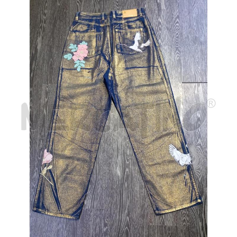 JEANS DONNA GOLDEN GOOSE BLU DORATO STAMPA FIORI | Mercatino dell'Usato Moncalieri bengasi 2