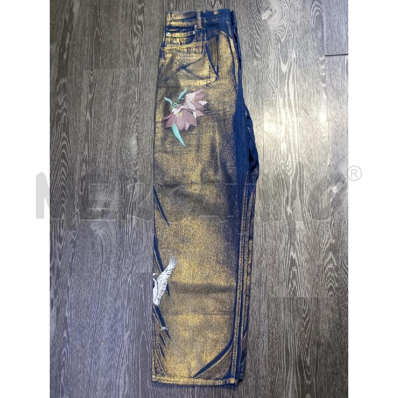 JEANS DONNA GOLDEN GOOSE BLU DORATO STAMPA FIORI | Mercatino dell'Usato Moncalieri bengasi 3