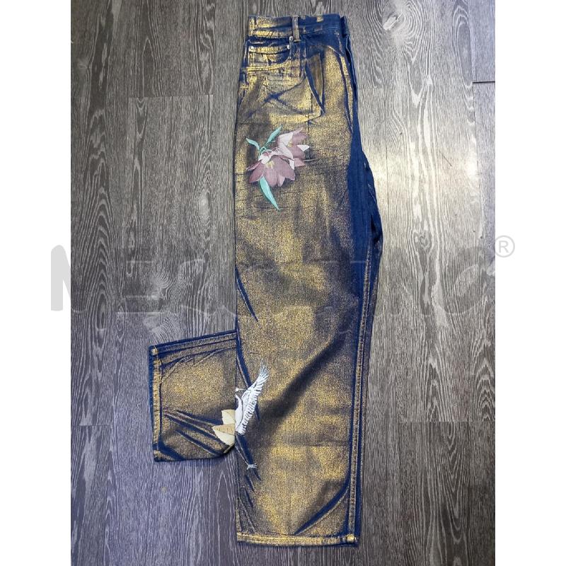 JEANS DONNA GOLDEN GOOSE BLU DORATO STAMPA FIORI | Mercatino dell'Usato Moncalieri bengasi 4
