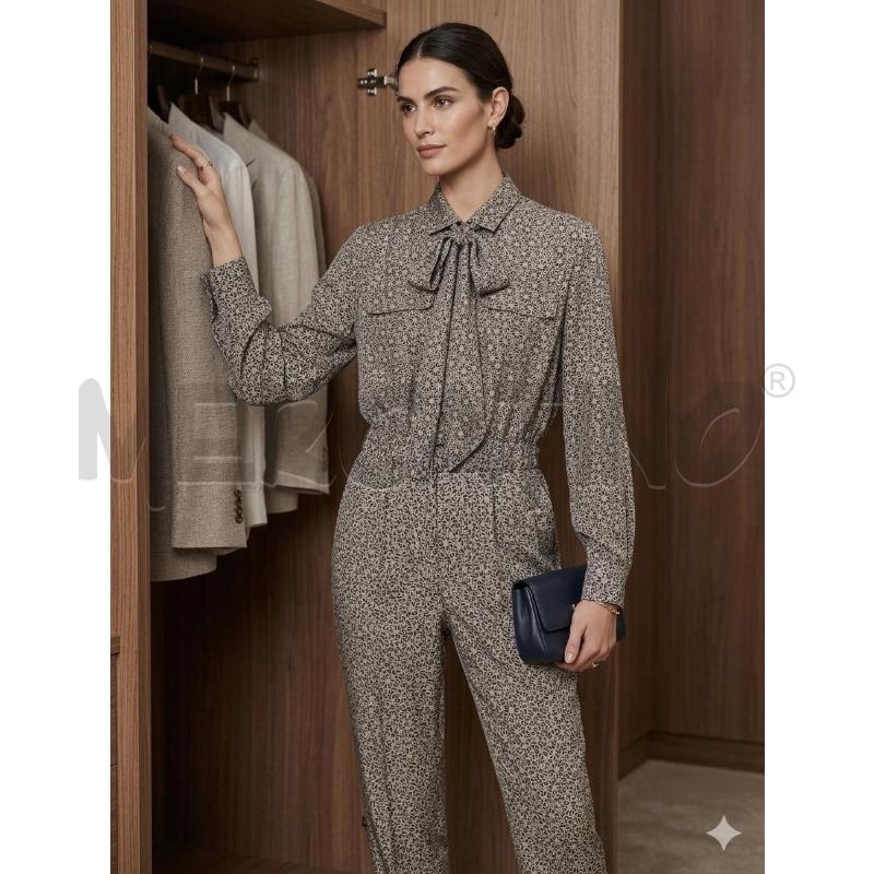 JUMPSUIT BRUNELLO CUCINELLI IN SETA FANTASIA MARRONE | Mercatino dell'Usato Moncalieri bengasi 1