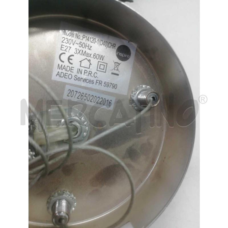 LAMPADARIO 3 LUX CAMPANA METALLO CROMATO INSPIRE | Mercatino dell'Usato Moncalieri bengasi 5