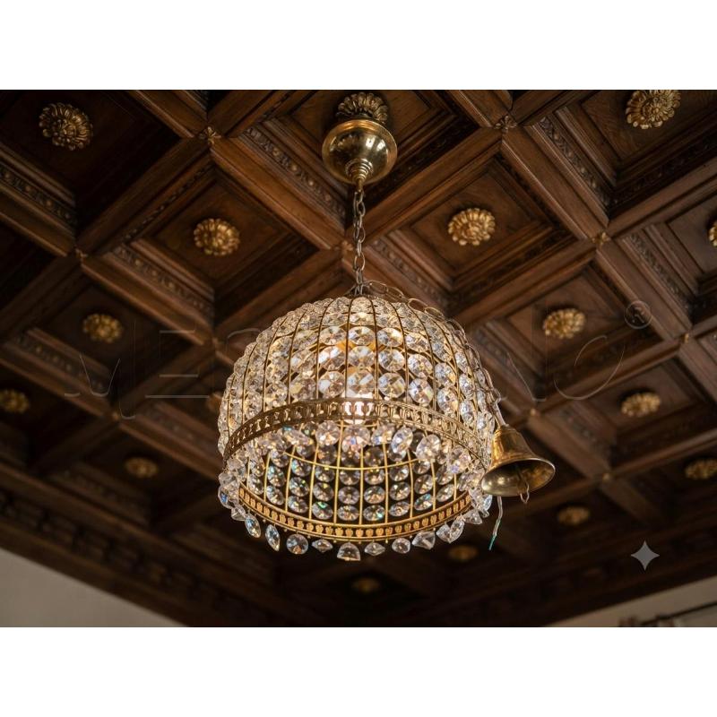 LAMPADARIO CAMPANA OTTONE CRISTALLI | Mercatino dell'Usato Moncalieri bengasi 1