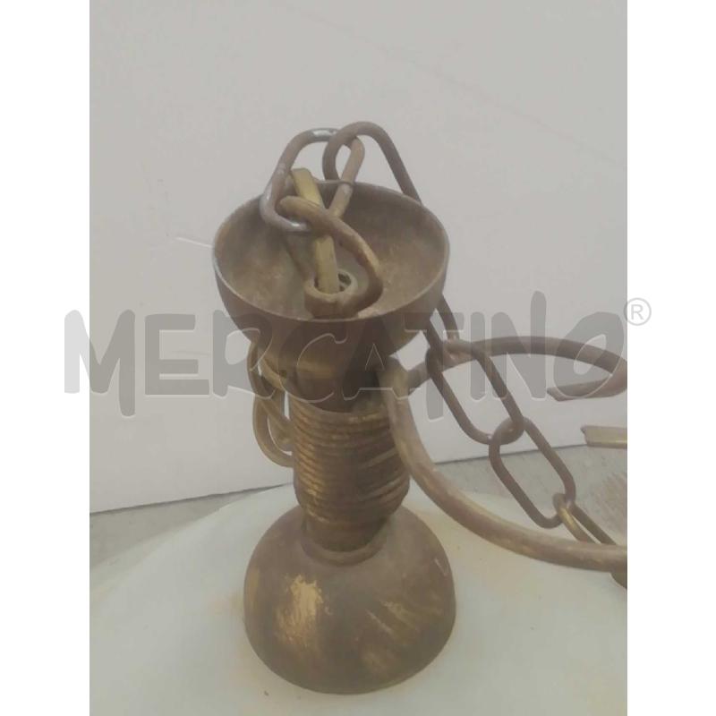 LAMPADARIO CAMPANA VETRO SATINATO C/LAVORAZIONE LINEE BEIJE  | Mercatino dell'Usato Moncalieri bengasi 3