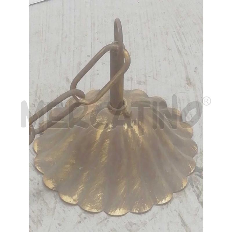 LAMPADARIO CAMPANA VETRO SATINATO C/LAVORAZIONE LINEE BEIJE  | Mercatino dell'Usato Moncalieri bengasi 4