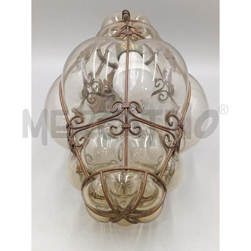 LAMPADARIO VINTAGE STRUTTURA METALLO E INTERNO VETRO INGABBIATO  | Mercatino dell'Usato Moncalieri bengasi 1