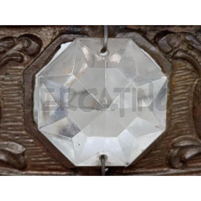 LAMPADARIO VINTAGE VETRO MOLATO C/ANELLO CENTRALE METALLO C/GEMME | Mercatino dell'Usato Moncalieri bengasi 3