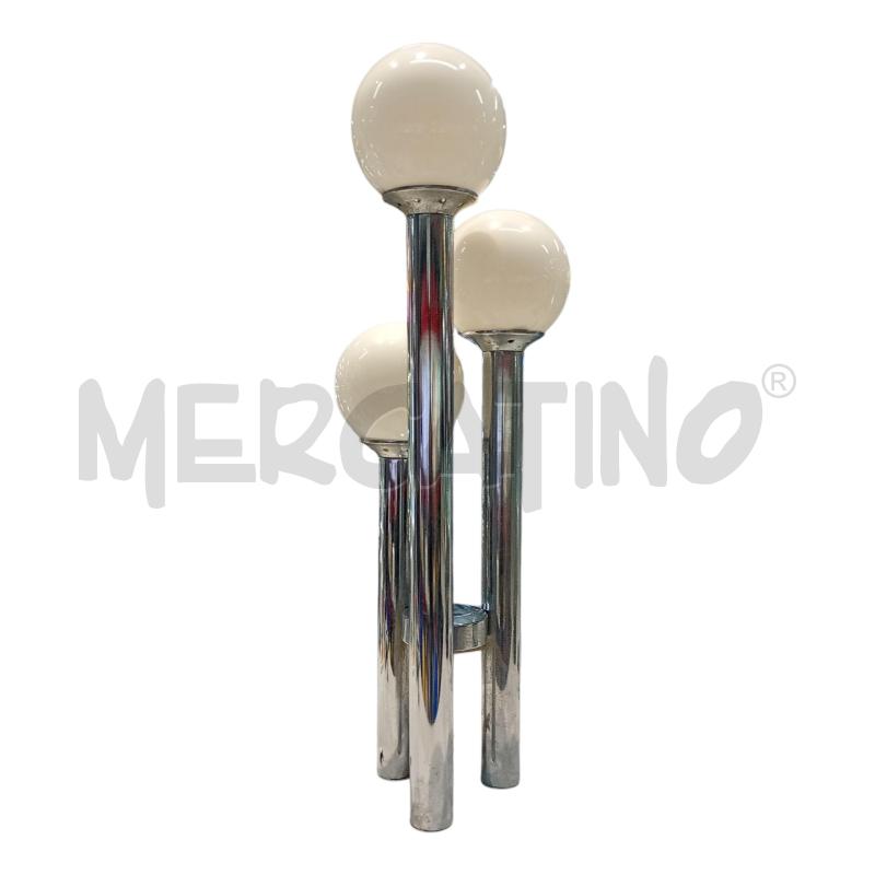 LAMPADA 3 LUX STELI CROMATI E  BOCCE BIANCHE  STILE MAZZEGA ITALIAN DESIGN SEVENTIES MODERNARIATO | Mercatino dell'Usato Moncalieri bengasi 1