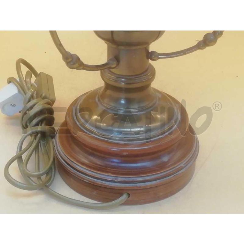 LAMPADA DA TAVOLO COPPIA BASE LEGNO OTTONE VETRO | Mercatino dell'Usato Moncalieri bengasi 3