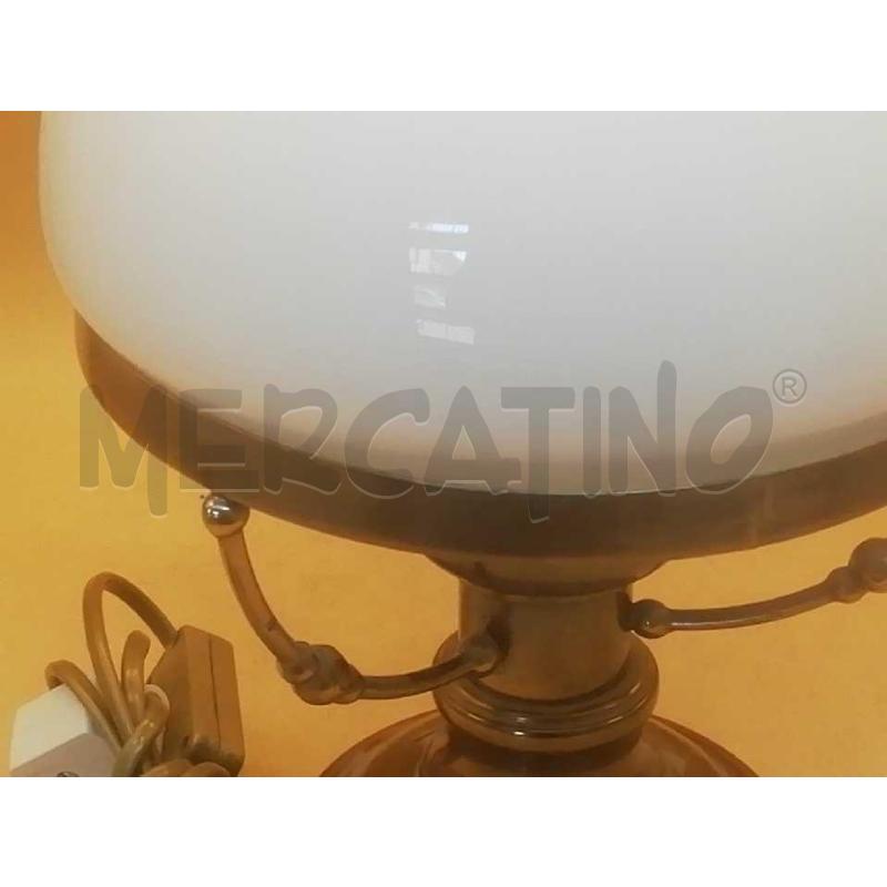 LAMPADA DA TAVOLO COPPIA BASE LEGNO OTTONE VETRO | Mercatino dell'Usato Moncalieri bengasi 4