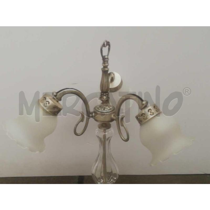 LAMPADA DA TAVOLO METALLO SATINATO 3 LUX C/BOCCE VETRO BIANCO  | Mercatino dell'Usato Moncalieri bengasi 2