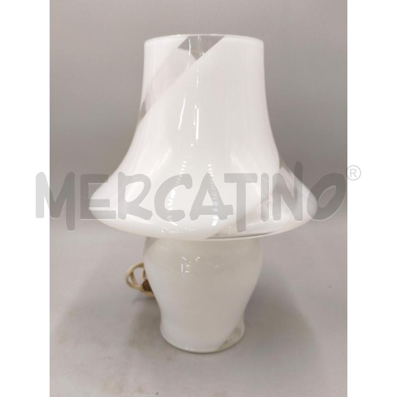 LAMPADA DA TAVOLO VETRO STILE MURANO BIANCO C/MOTIVO A SPIRALE ATTRIBUIBILE DE MAJO '70 | Mercatino dell'Usato Moncalieri bengasi 5