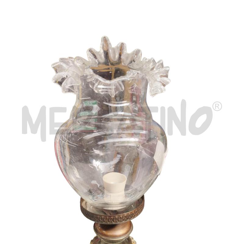LAMPADA DA TAVOLO VINTAGE BASE BRONZATA STRUTTURA CERAMICA BOCCIA VETRO | Mercatino dell'Usato Moncalieri bengasi 3