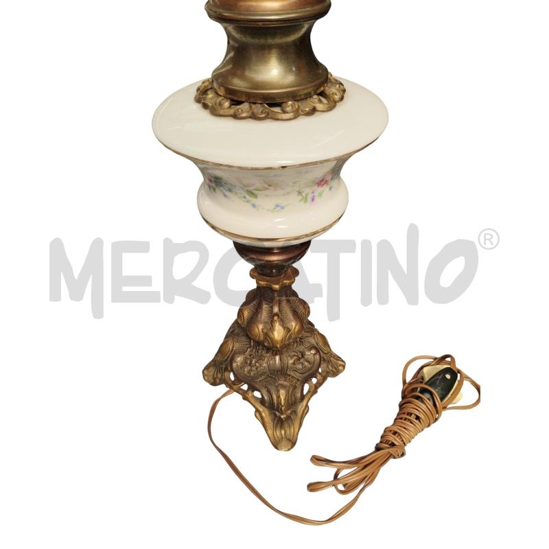 LAMPADA DA TAVOLO VINTAGE BASE BRONZATA STRUTTURA CERAMICA BOCCIA VETRO | Mercatino dell'Usato Moncalieri bengasi 5